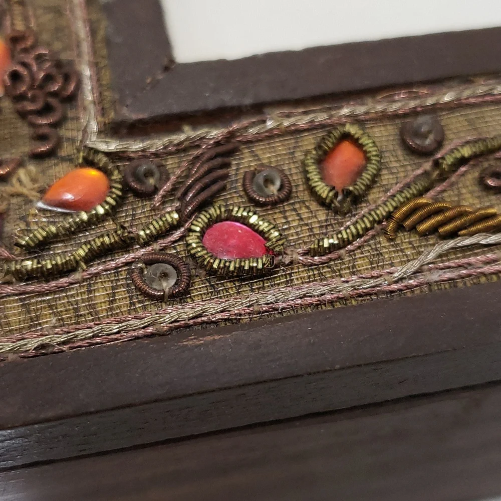 Pier 1 Brown Picture Wood Frame Keepsake Box